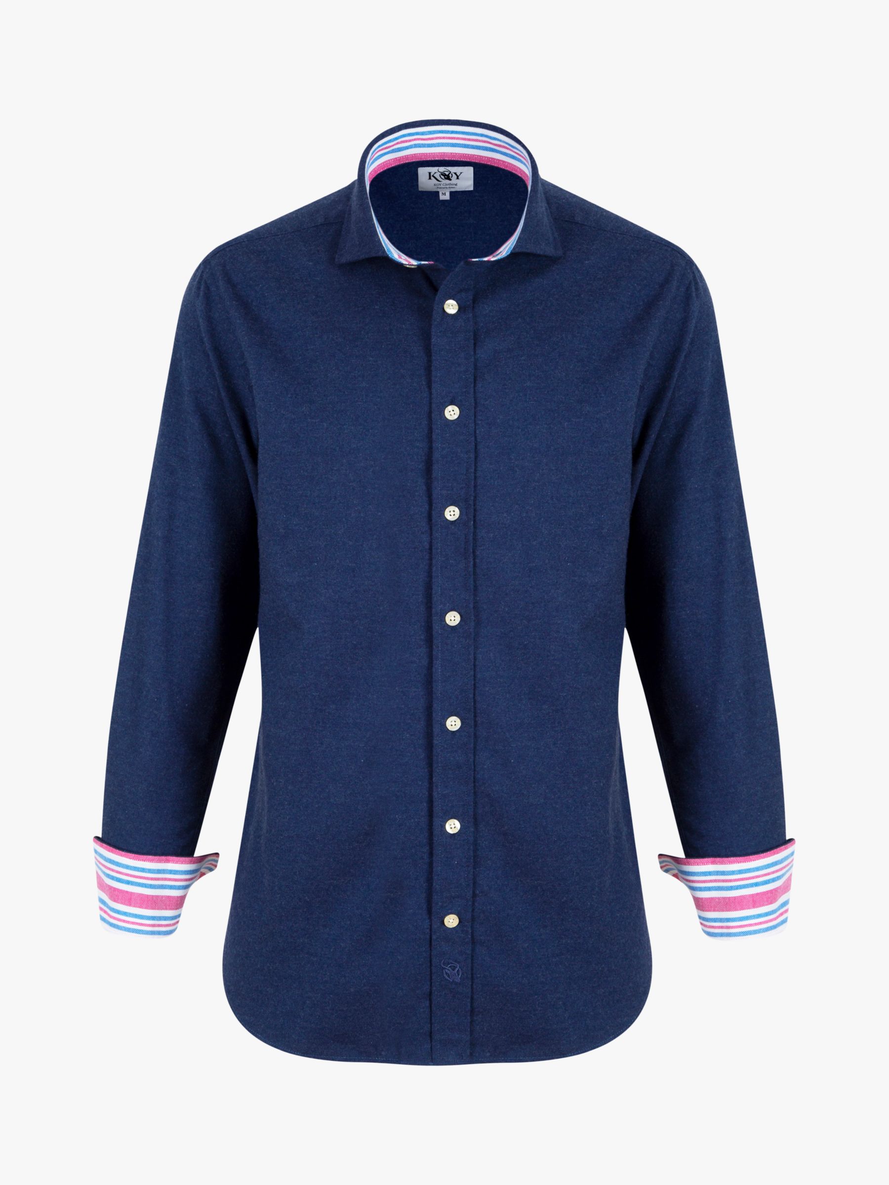 KOY Luxury Cotton Cashmere Blend Shirt, Navy, S