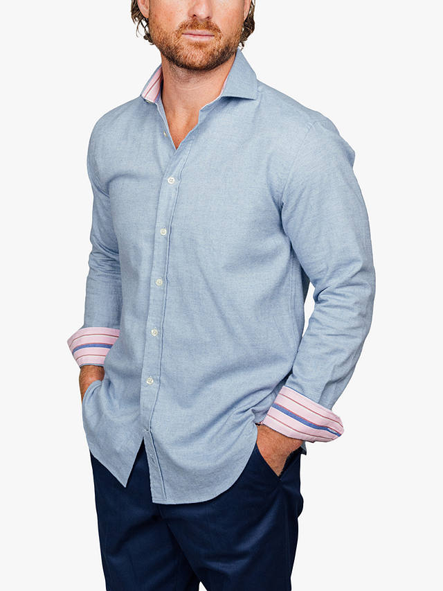 KOY Luxury Cotton Cashmere Blend Shirt, Light Blue