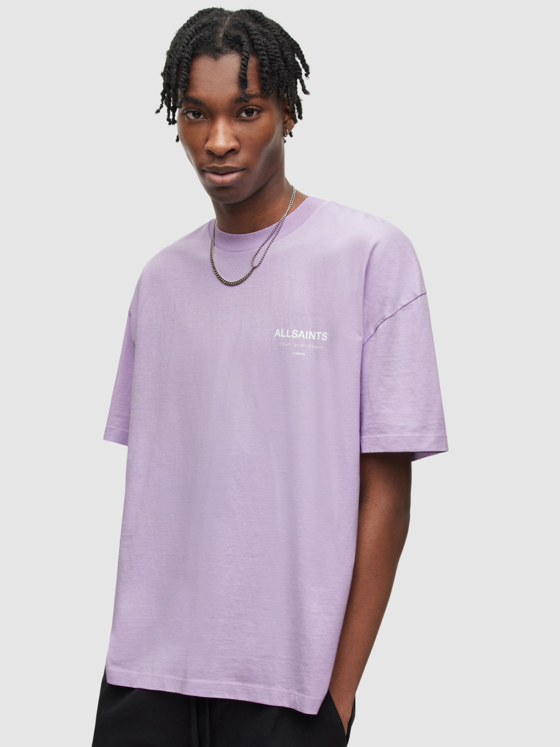 AllSaints Underground T-Shirt, Spring Lilac at John Lewis & Partners