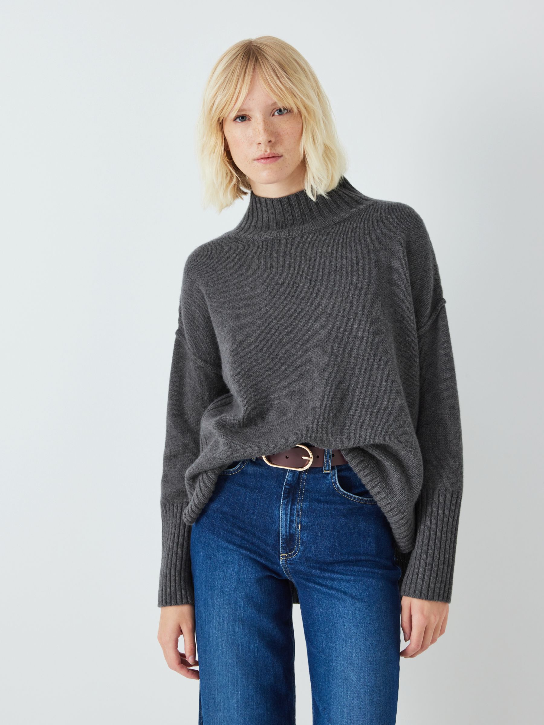 Washable Cashmere Blend Funnel Neck Top