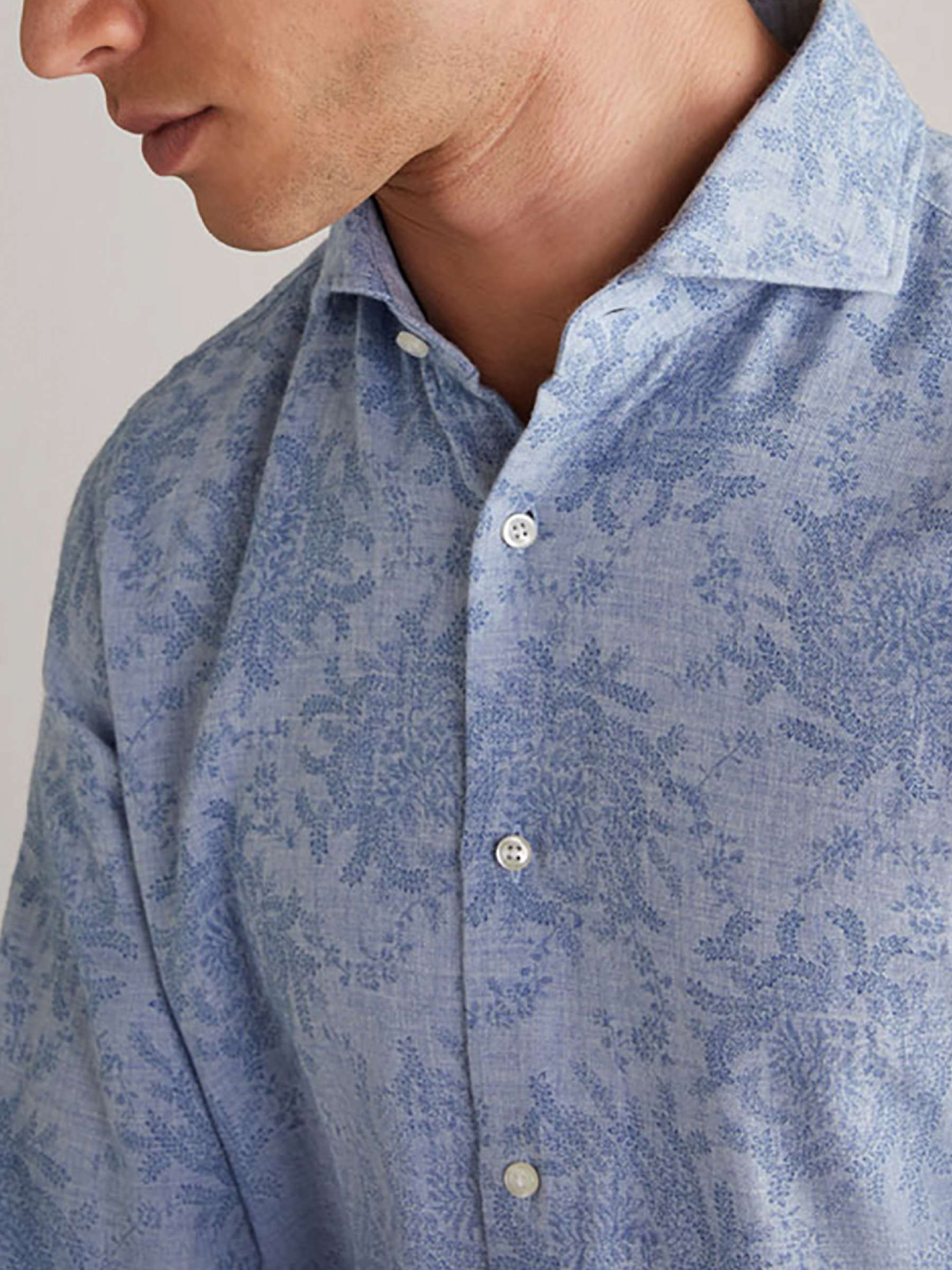 Buy JOOP! Paisley Print Cotton and Wool Blend Shirt, Medium Blue Online at johnlewis.com