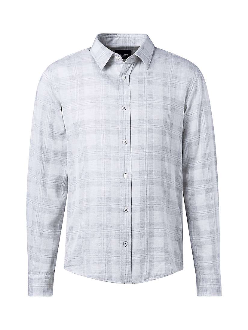 Buy JOOP! Cotton Blend Check Shirt, Silver Online at johnlewis.com