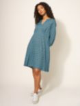 White Stuff Ecovero V-Neck Jersey Dress, Teal/Multi