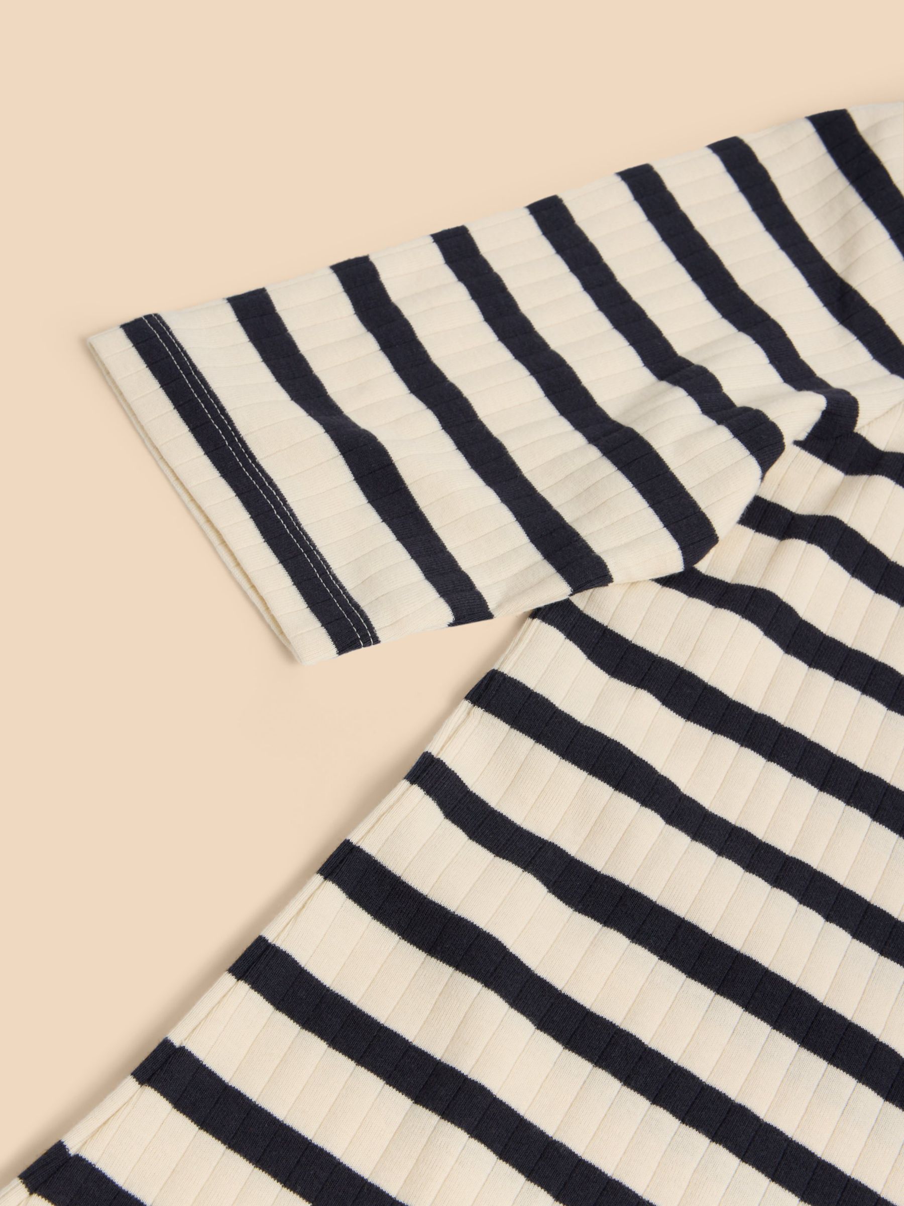 White Stuff Stripe Puff Sleeve Tee, White Multi at John Lewis & Partners