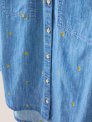 White Stuff Sophie Embroidered Spot Shirt, Denim/Yellow