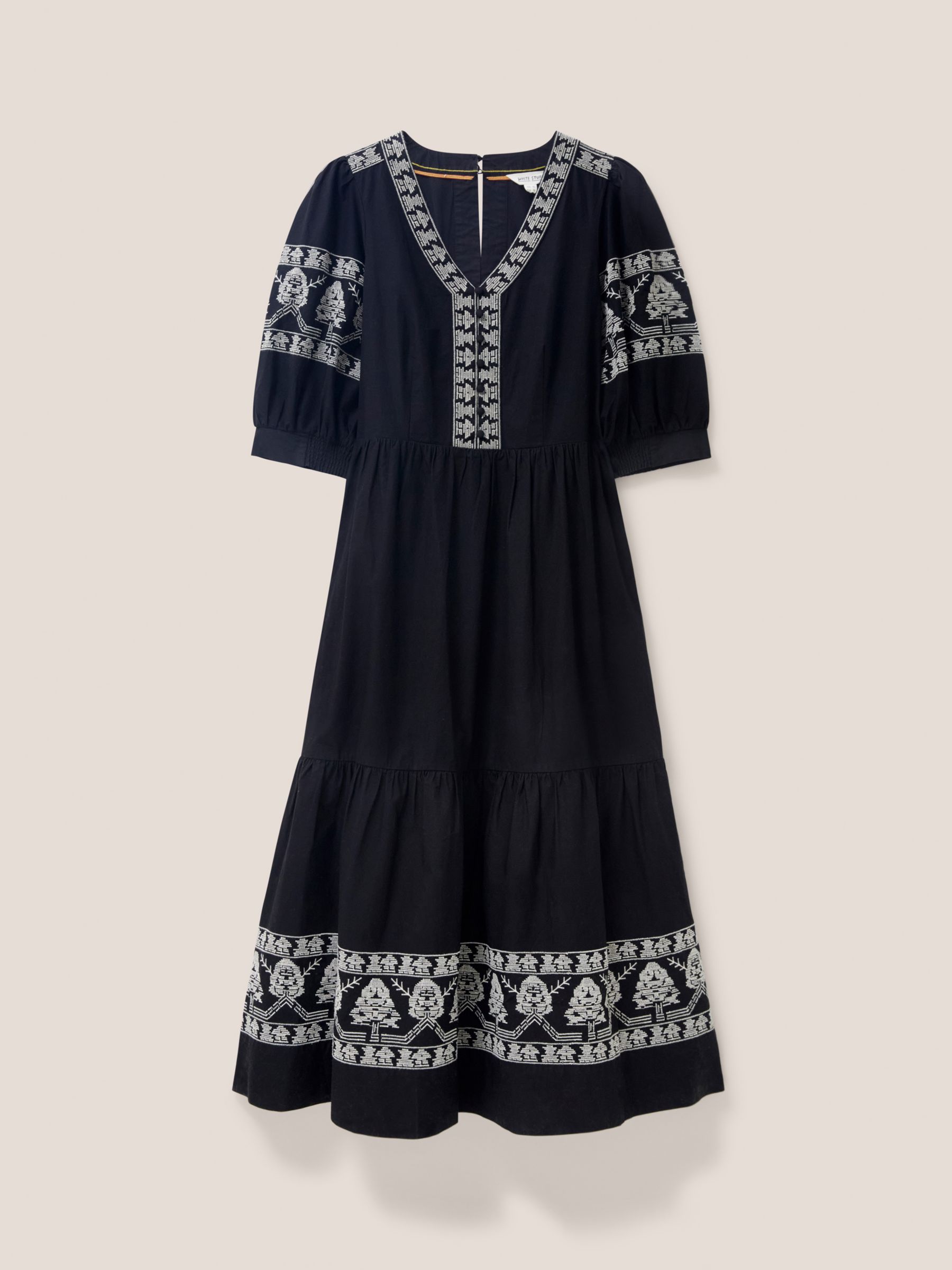 Buy White Stuff Dulcie Embroidered Midi Dress, Black Online at johnlewis.com