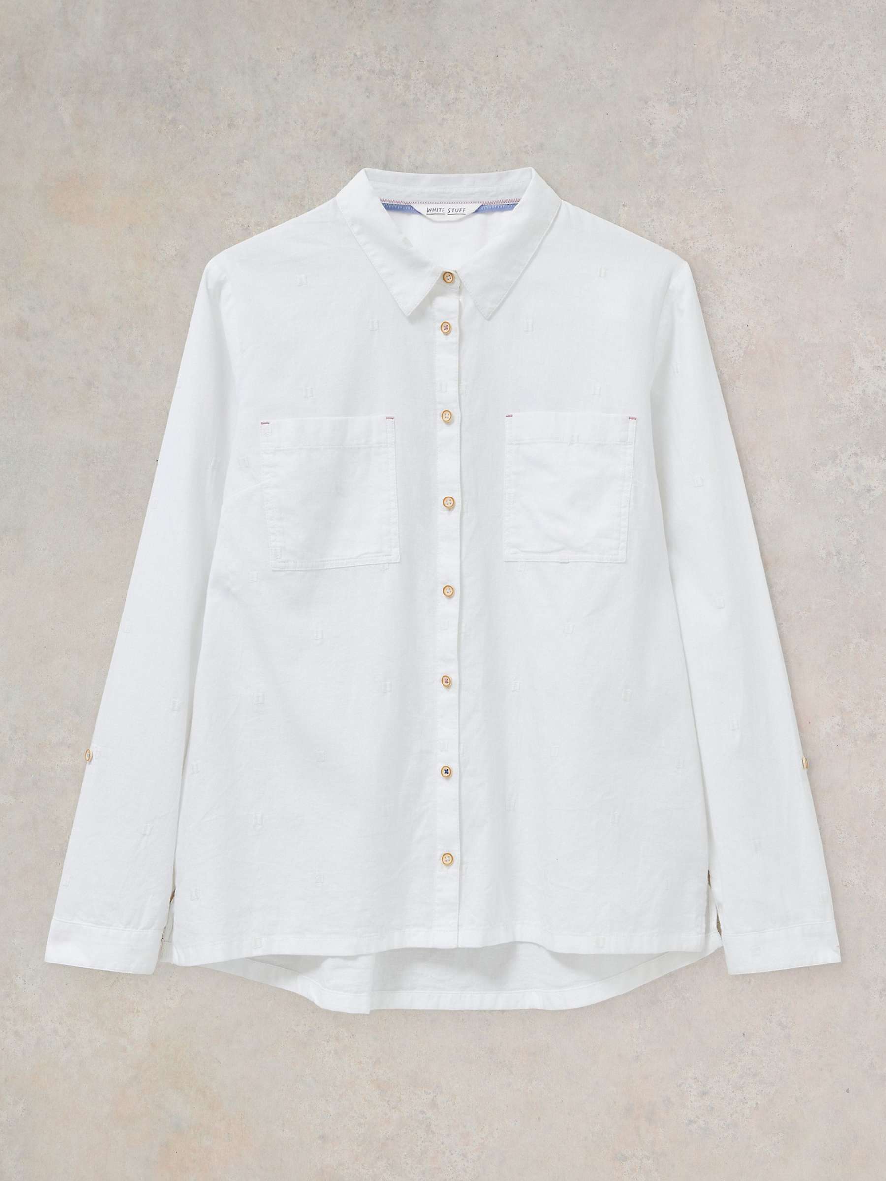 Buy White Stuff Sophie Embroidered Organic Cotton Shirt, Pale Ivory Online at johnlewis.com