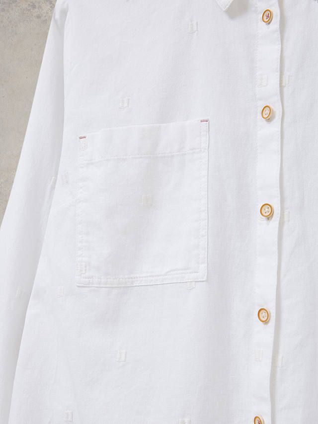White Stuff Sophie Embroidered Organic Cotton Shirt, Pale Ivory