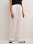 KAFFE Naya Wide Cotton Trousers, Chalk