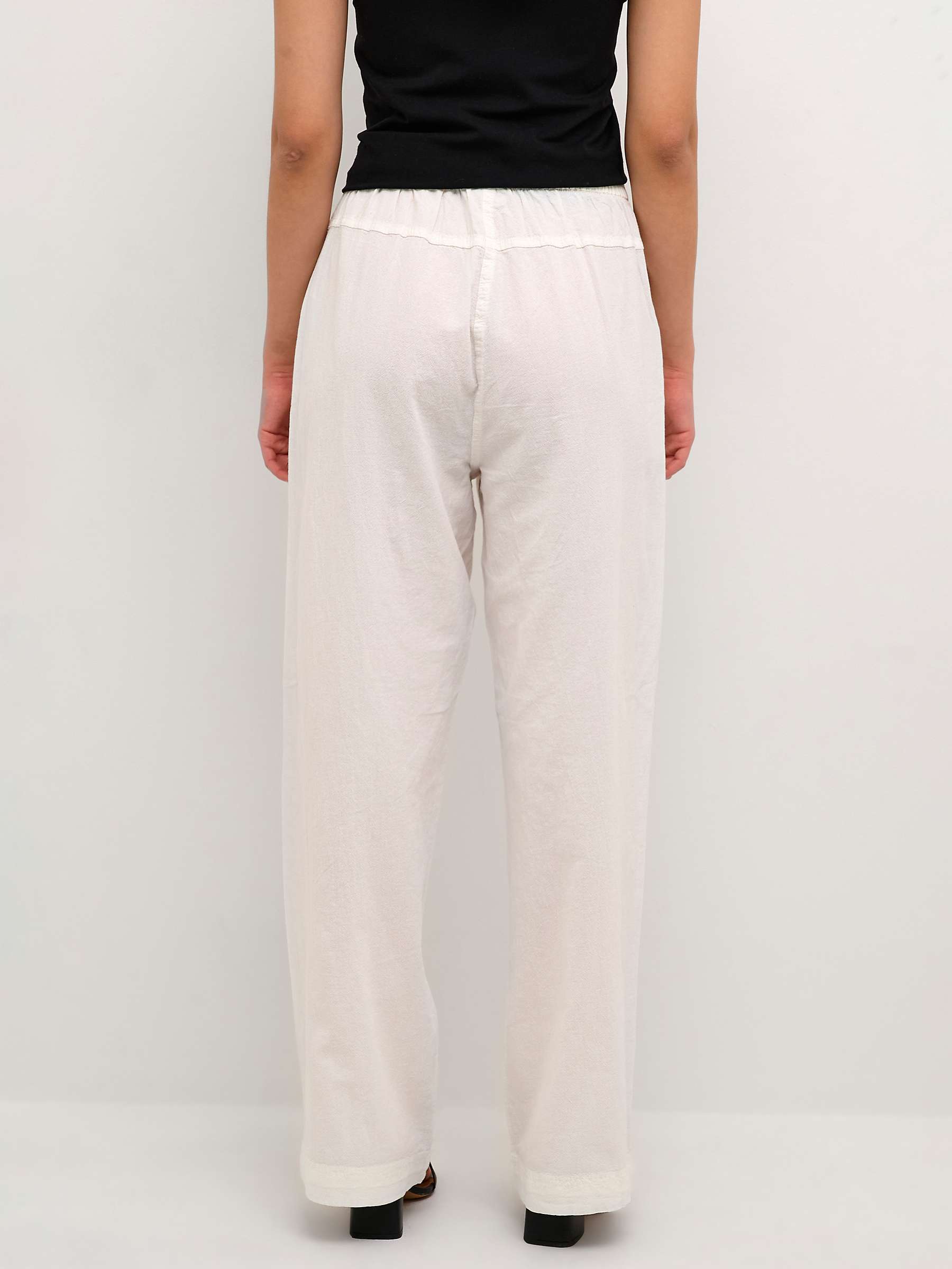 Buy KAFFE Naya Wide Cotton Trousers, Chalk Online at johnlewis.com