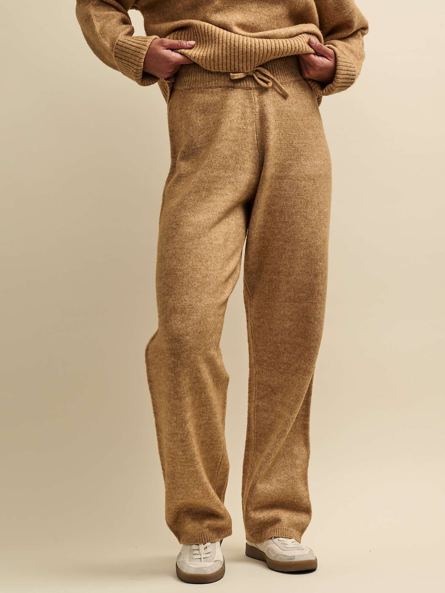 Buy Nobody's Child Knitted Wide Leg Trousers, Biscuit Online at johnlewis.com