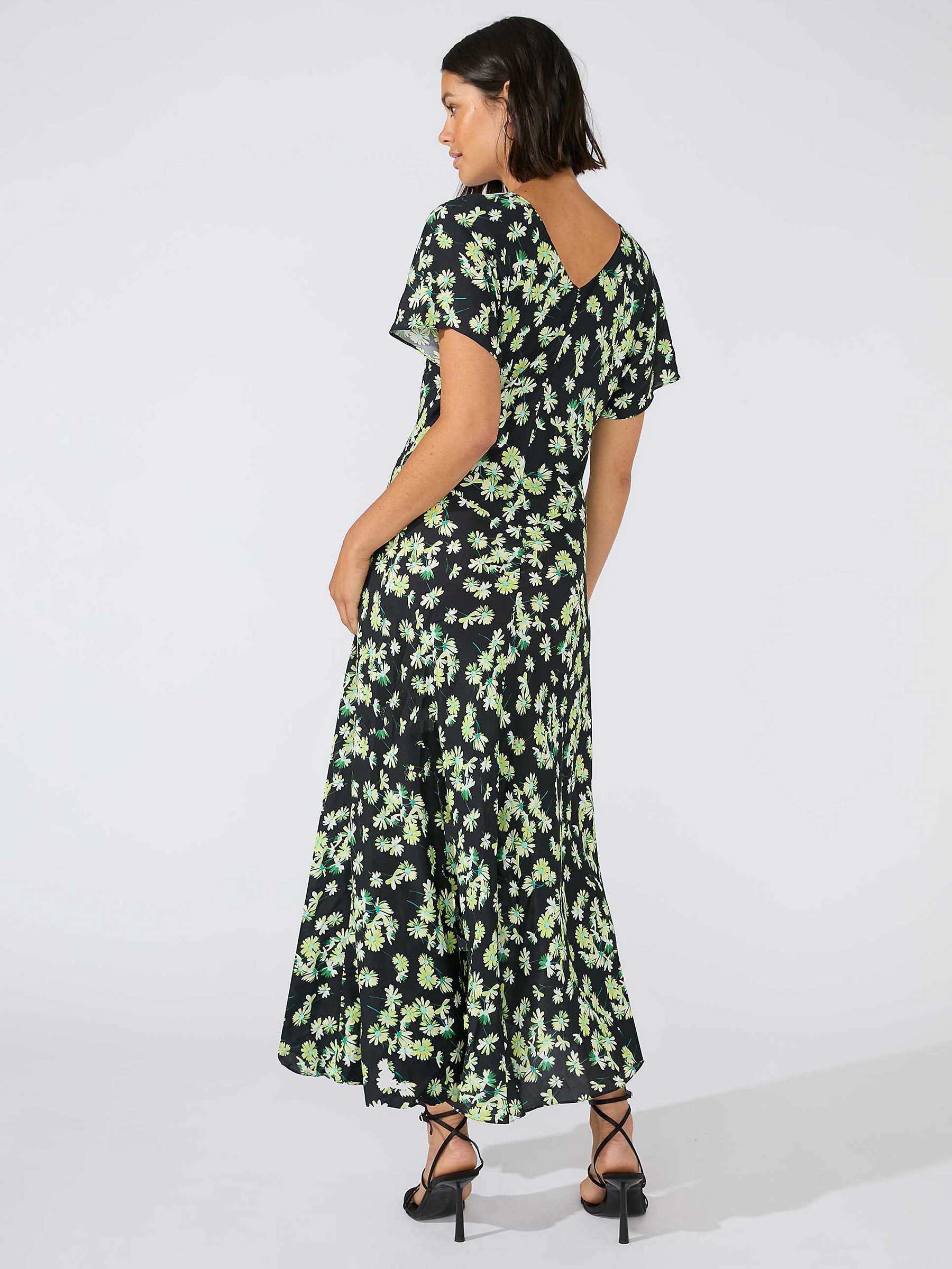 Buy Ro&Zo Petite Daisy Floral V Neck Midi Swing Dress, Green Online at johnlewis.com