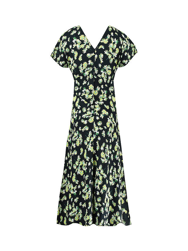 Ro&Zo Daisy Floral V Neck Midi Swing Dress, Green