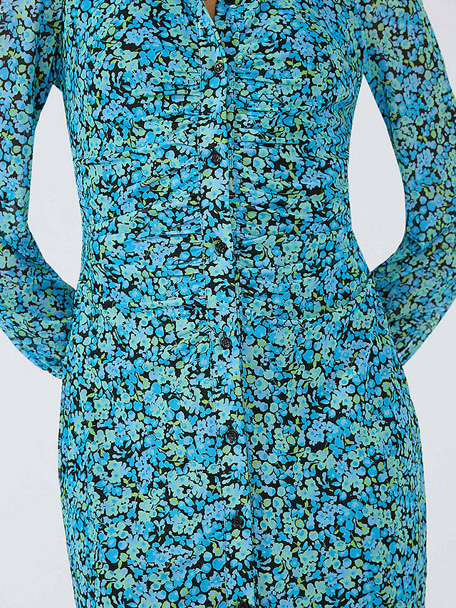 Ro&Zo Petite Floral Mesh Midi Shirt Dress, Blue