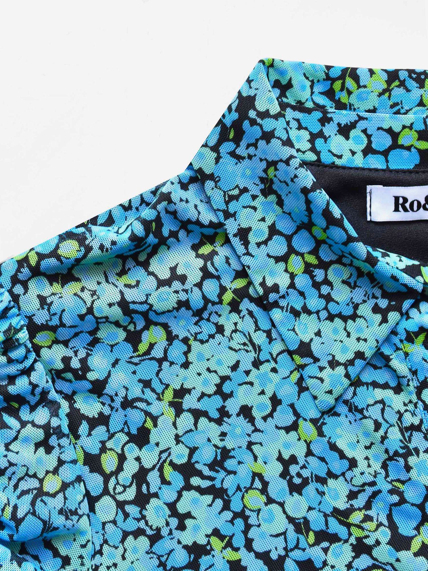 Buy Ro&Zo Floral Mesh Midi Shirt Dress, Blue Online at johnlewis.com