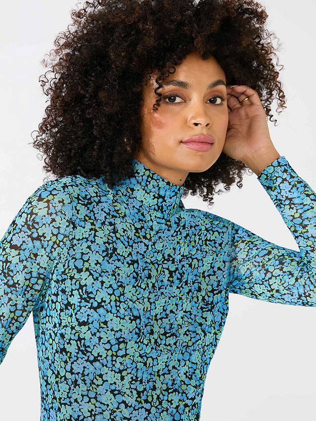 Ro&Zo Floral Mesh Shirt, Blue