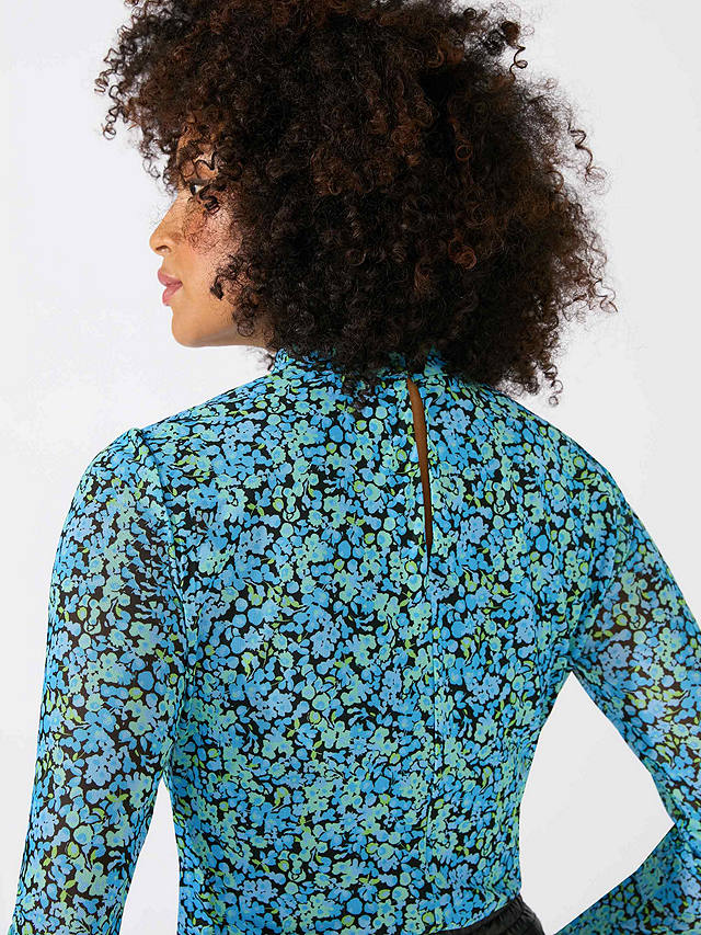 Ro&Zo Floral Mesh Shirt, Blue