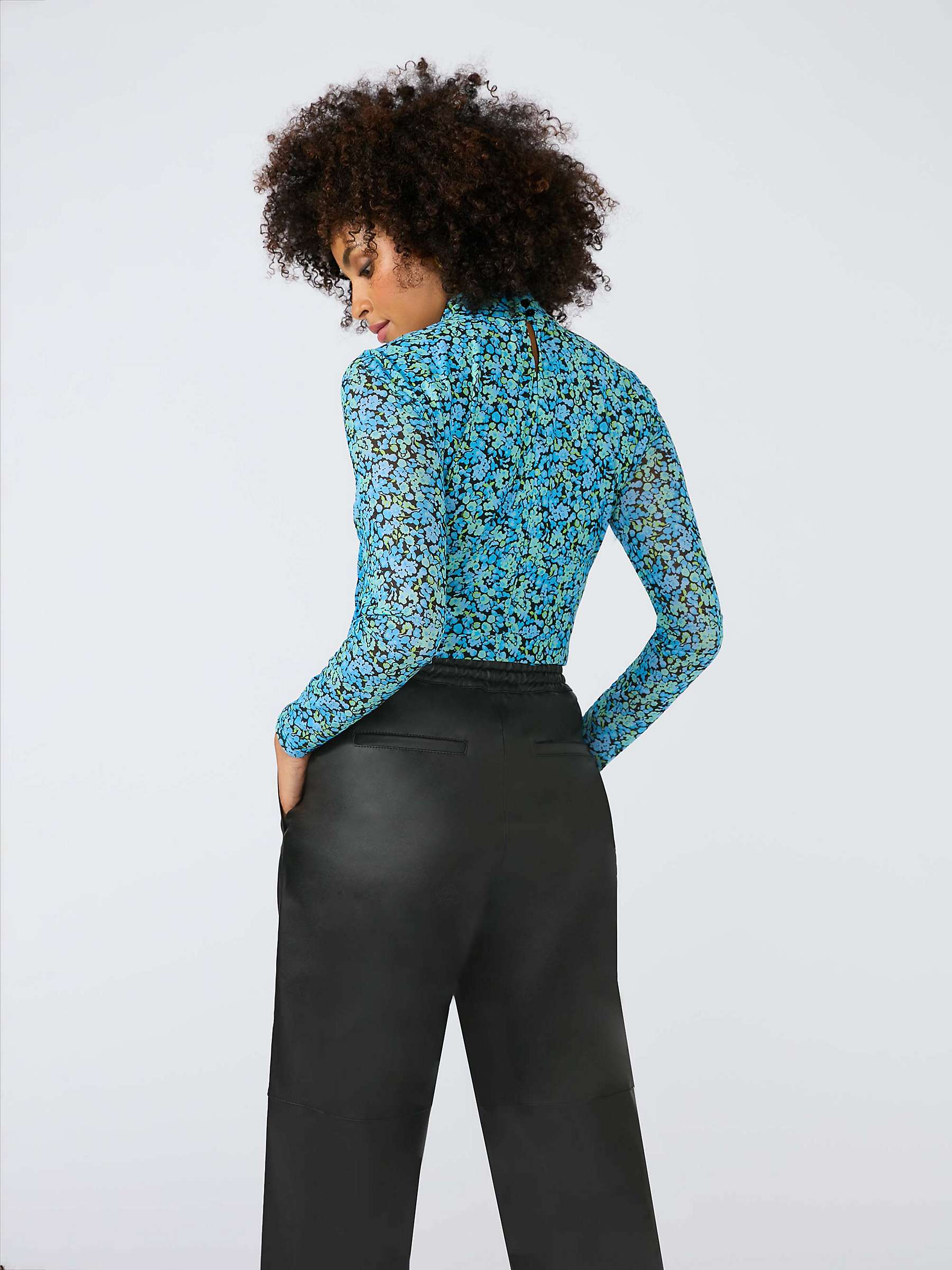 Buy Ro&Zo Floral Mesh Shirt, Blue Online at johnlewis.com