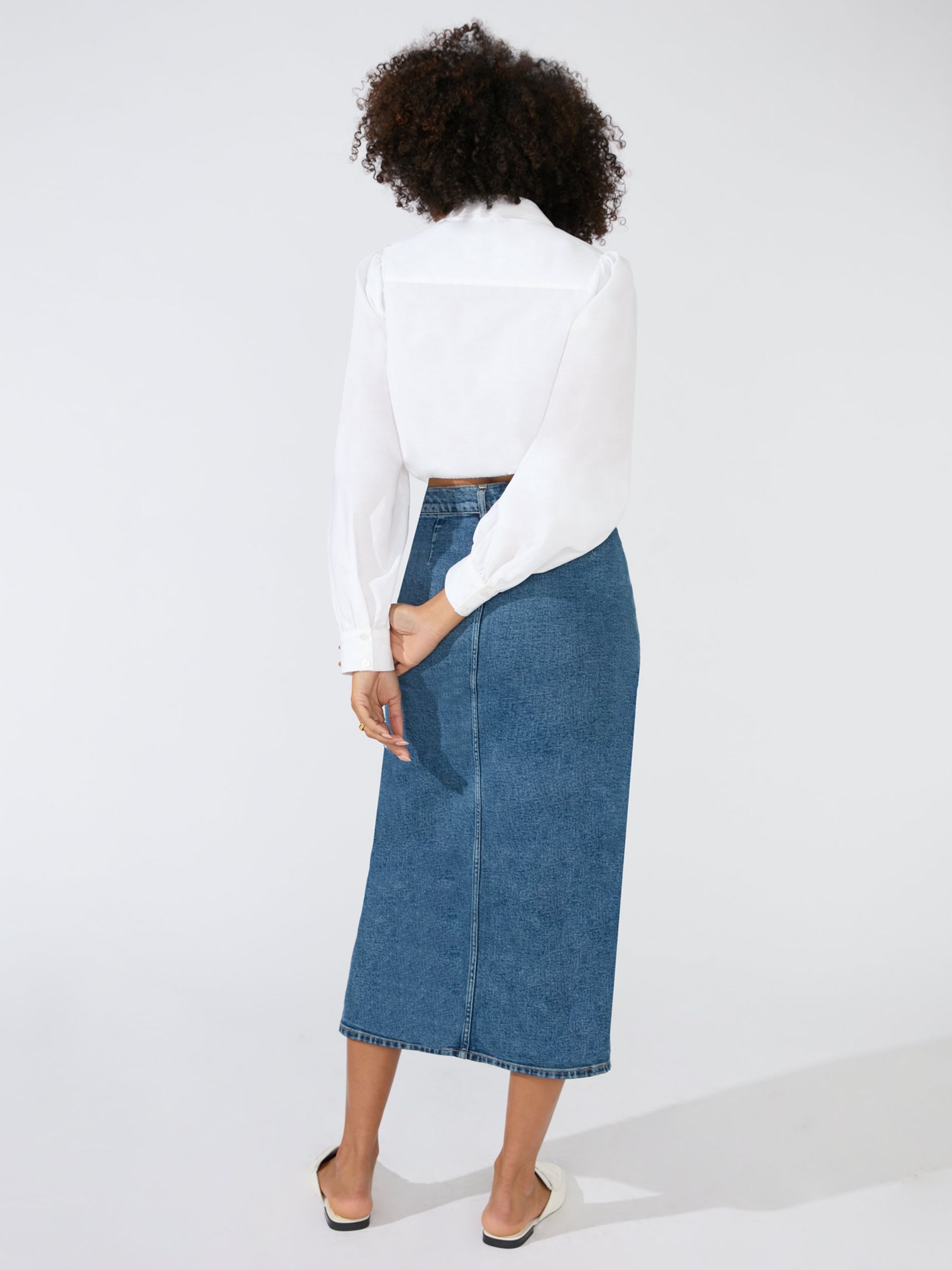 Buy Ro&Zo Denim Midi Skirt, Blue Online at johnlewis.com