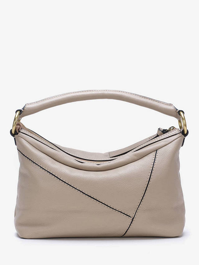 Mint Velvet Zip Top Leather Shoulder Bag, Natural