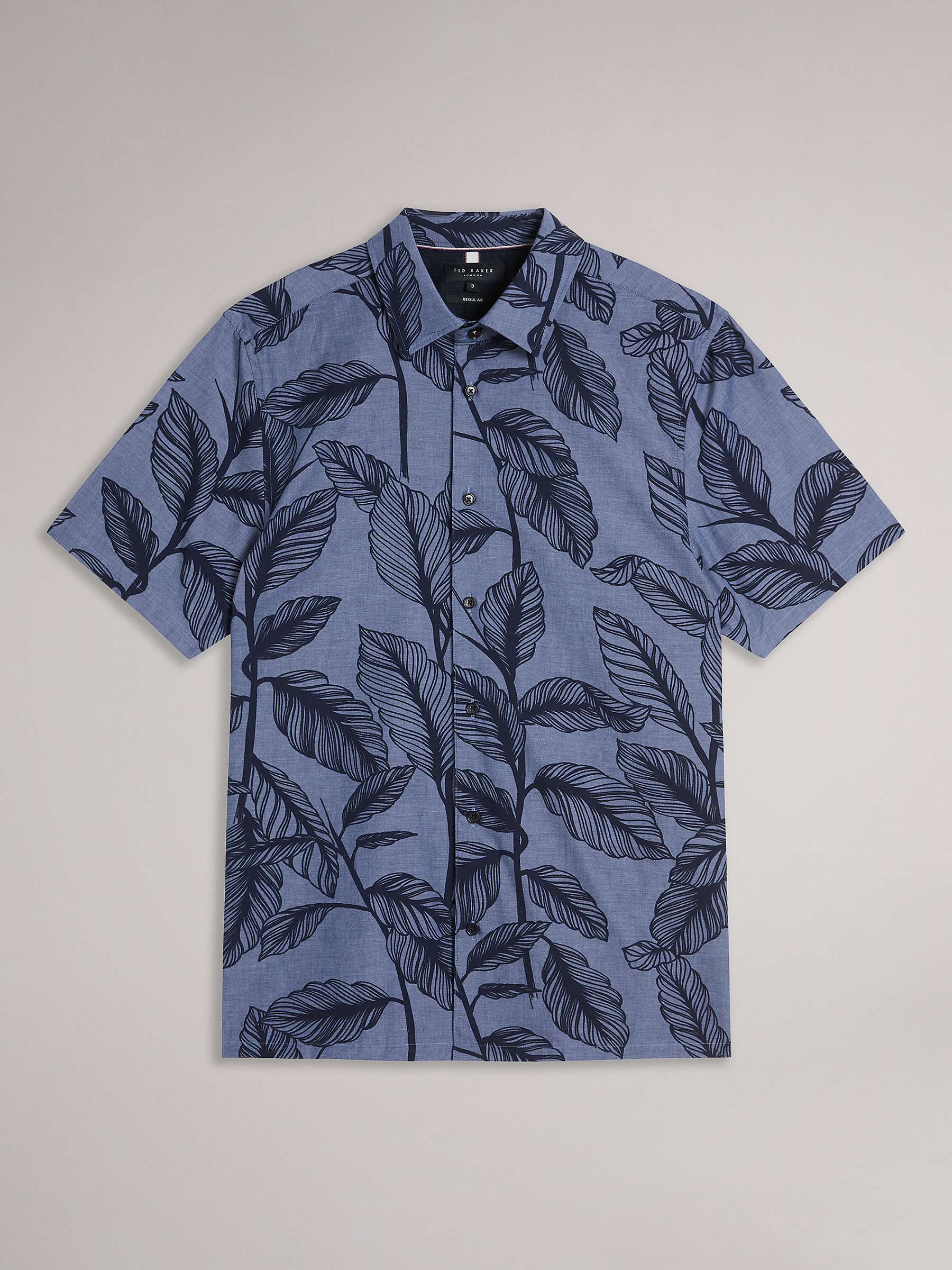 Buy Ted Baker Howth Leaf Print Shirt, Blue/Multi Online at johnlewis.com