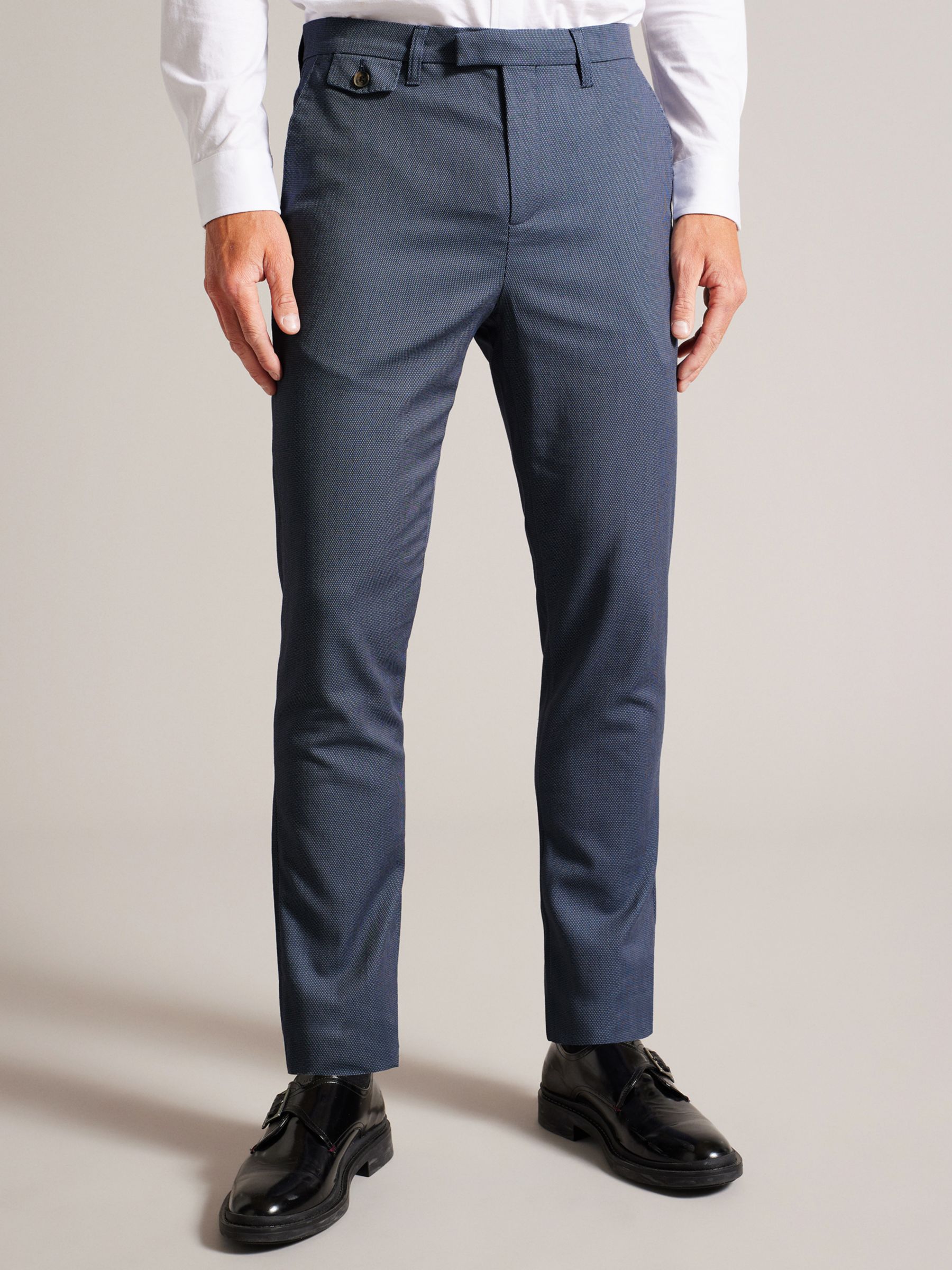 Ted Baker Kinner Slim Semi Plain Trousers, Blue at John Lewis & Partners