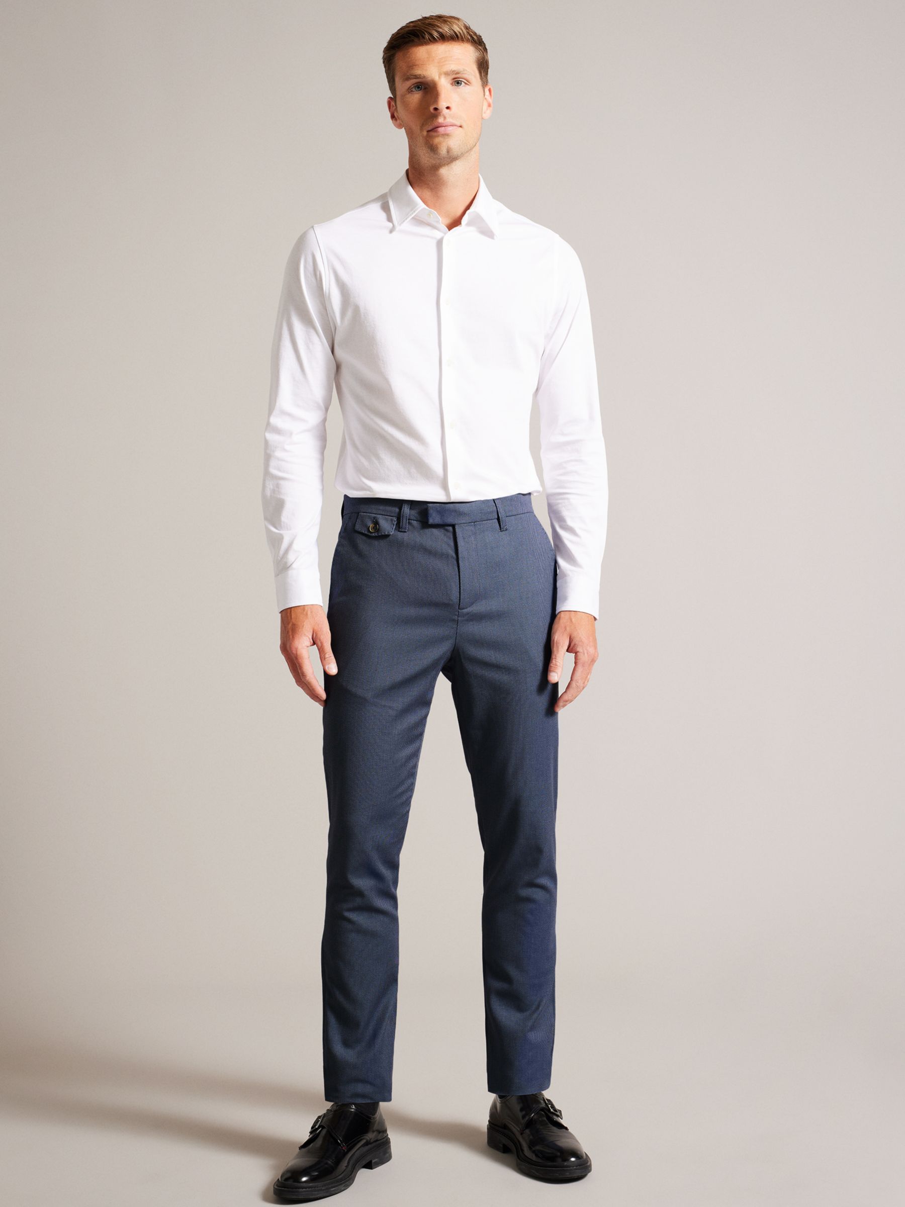 Ted Baker Kinner Slim Semi Plain Trousers, Blue at John Lewis & Partners
