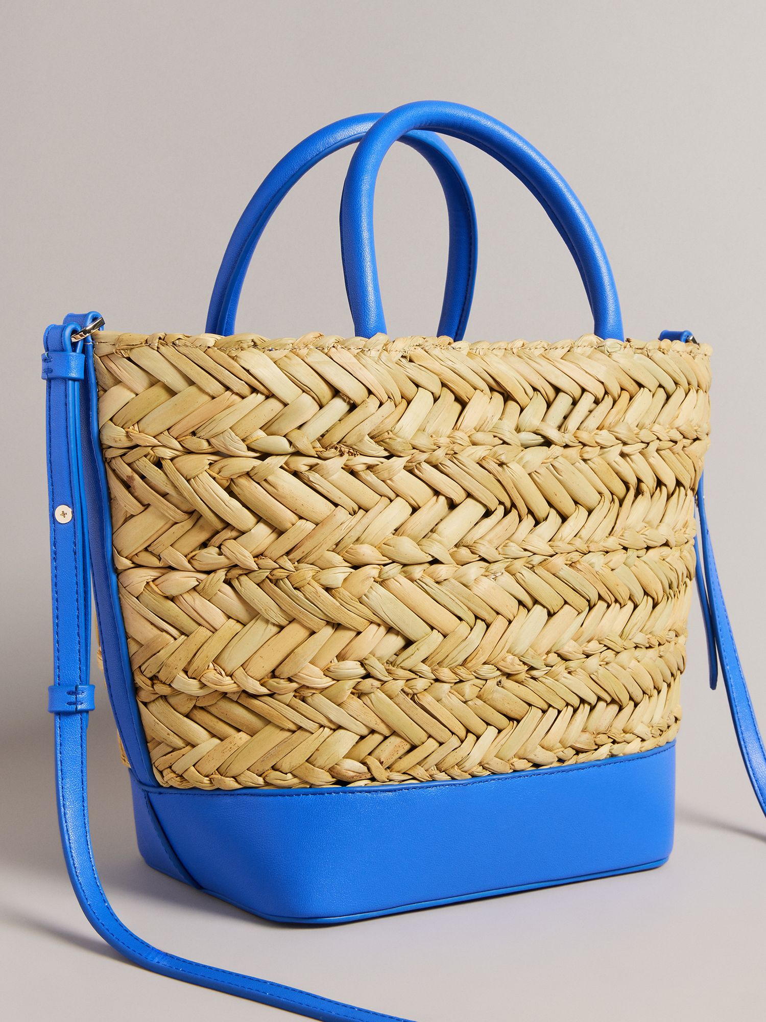 Ted Baker Ivelie Medium Raffia Weave Tote Bag, Blue Bright, One Size