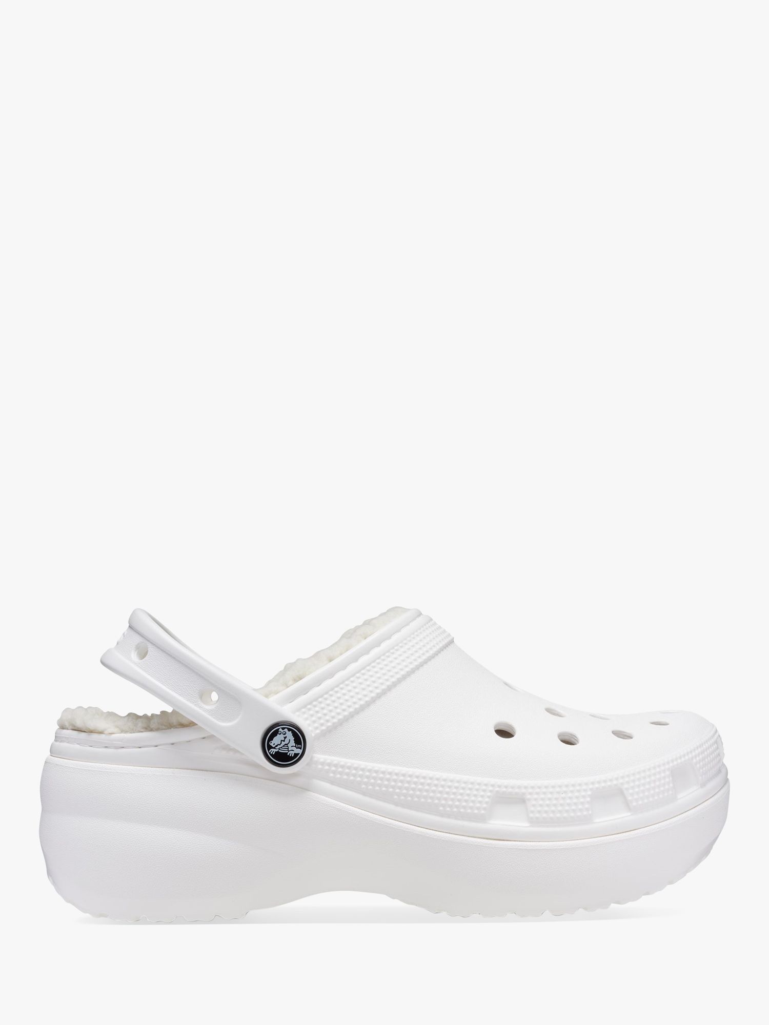 Crocs Classic Platform Lined Clog Slippers, White at John Lewis & Partners