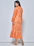 Jolie Moi Floral Tiered Shirt Midi Dress, Orange, Orange