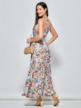 Jolie Moi Floral Asymmetric Maxi Dress, Multi