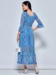 Jolie Moi Abstract Shirred Chiffon Maxi Dress, Blue