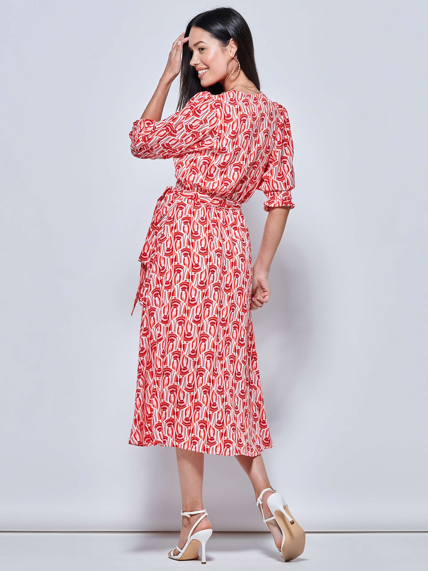 Buy Jolie Moi Ellie Geometric Wrap Midi Dress, Red Online at johnlewis.com