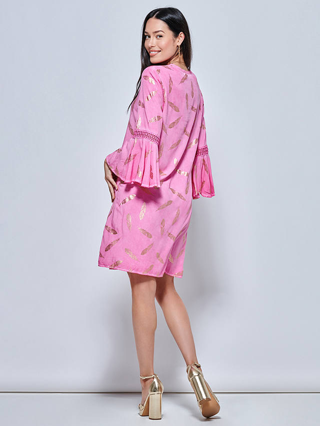 Jolie Moi Feathers Crochet Trim Dress, Pink