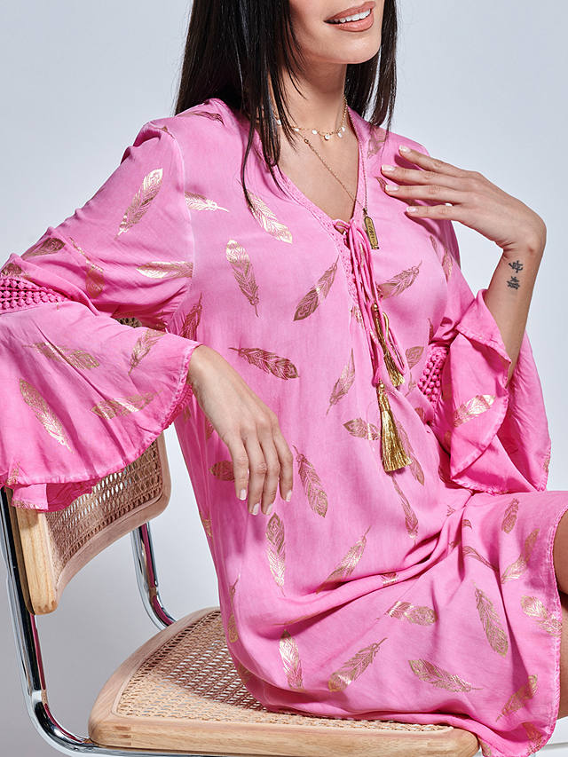 Jolie Moi Feathers Crochet Trim Dress, Pink