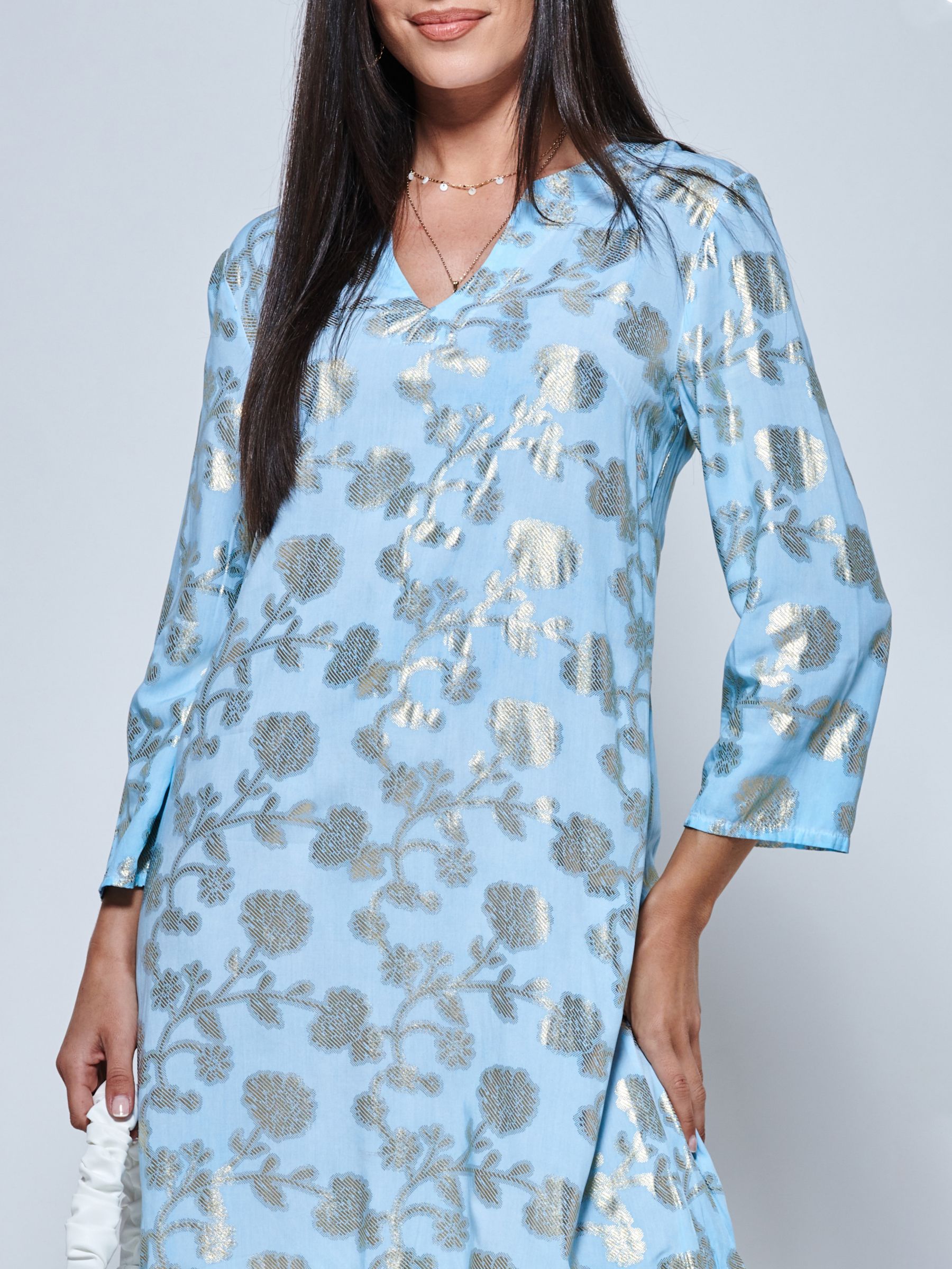 Jolie Moi Floral Print Tunic Dress, Blue, S