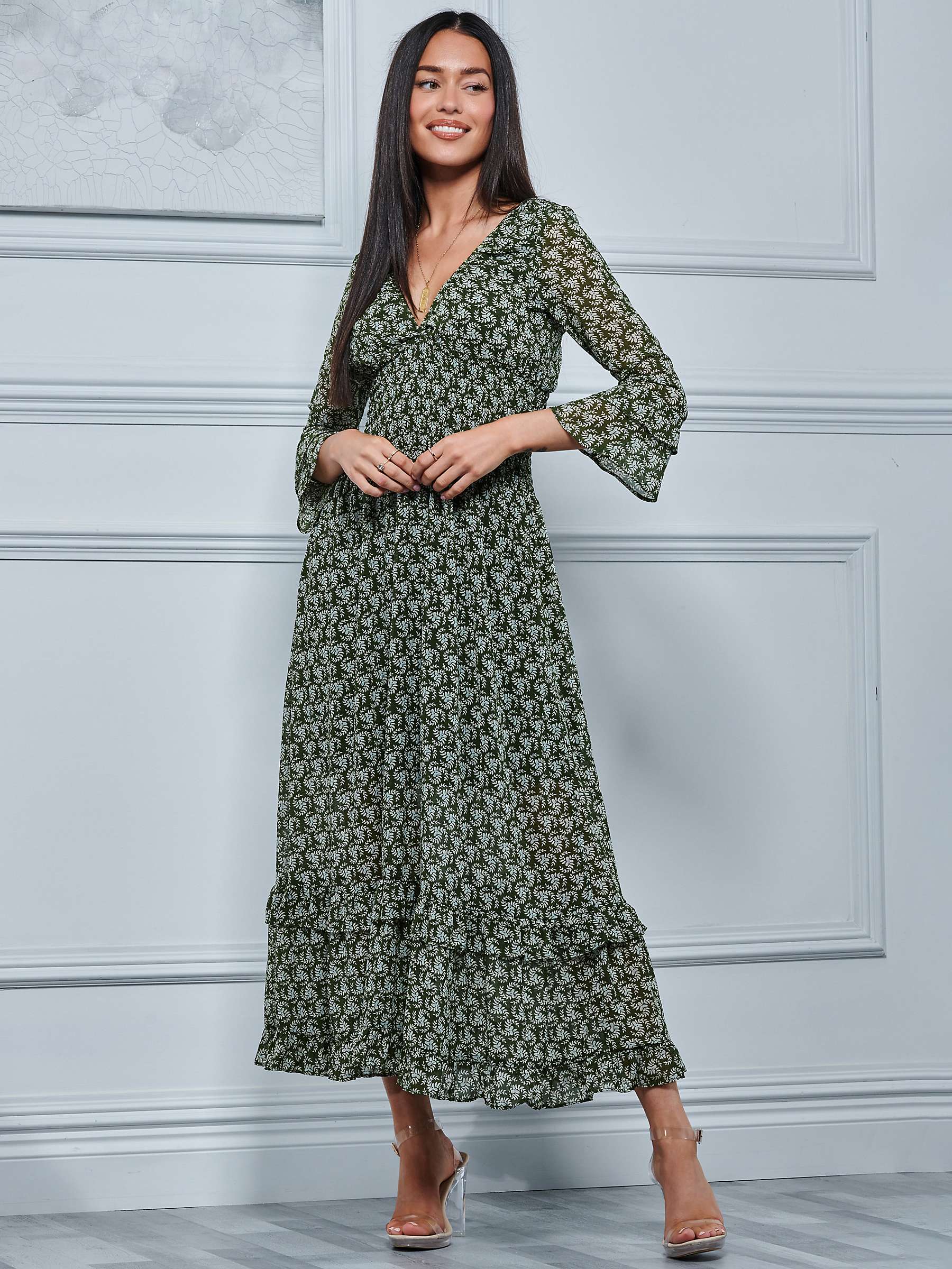 Buy Jolie Moi Qaiya Chiffon Maxi Dress, Green/White Online at johnlewis.com