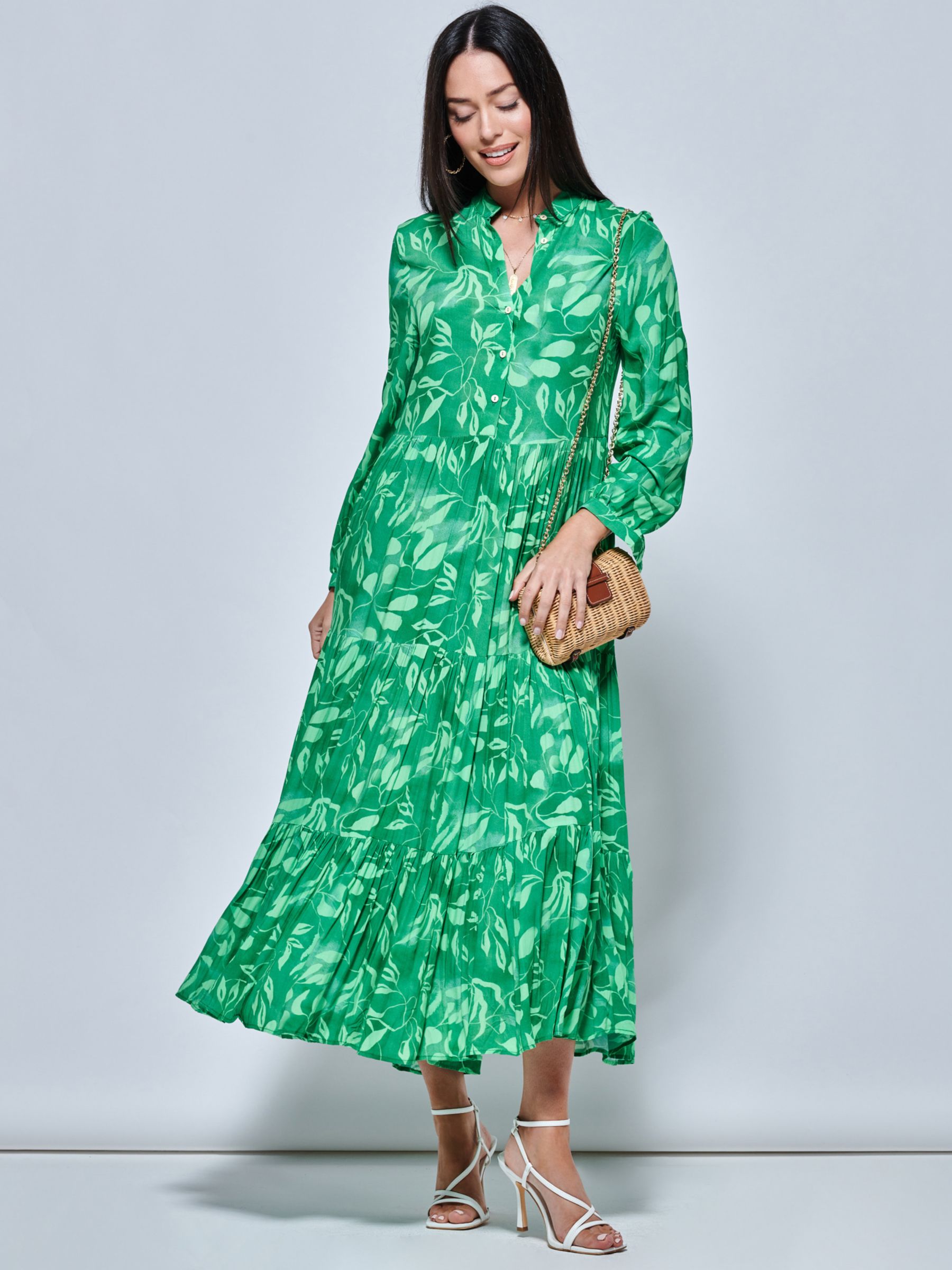 Buy Jolie Moi Leaves Shirt Midi Dress Online at johnlewis.com