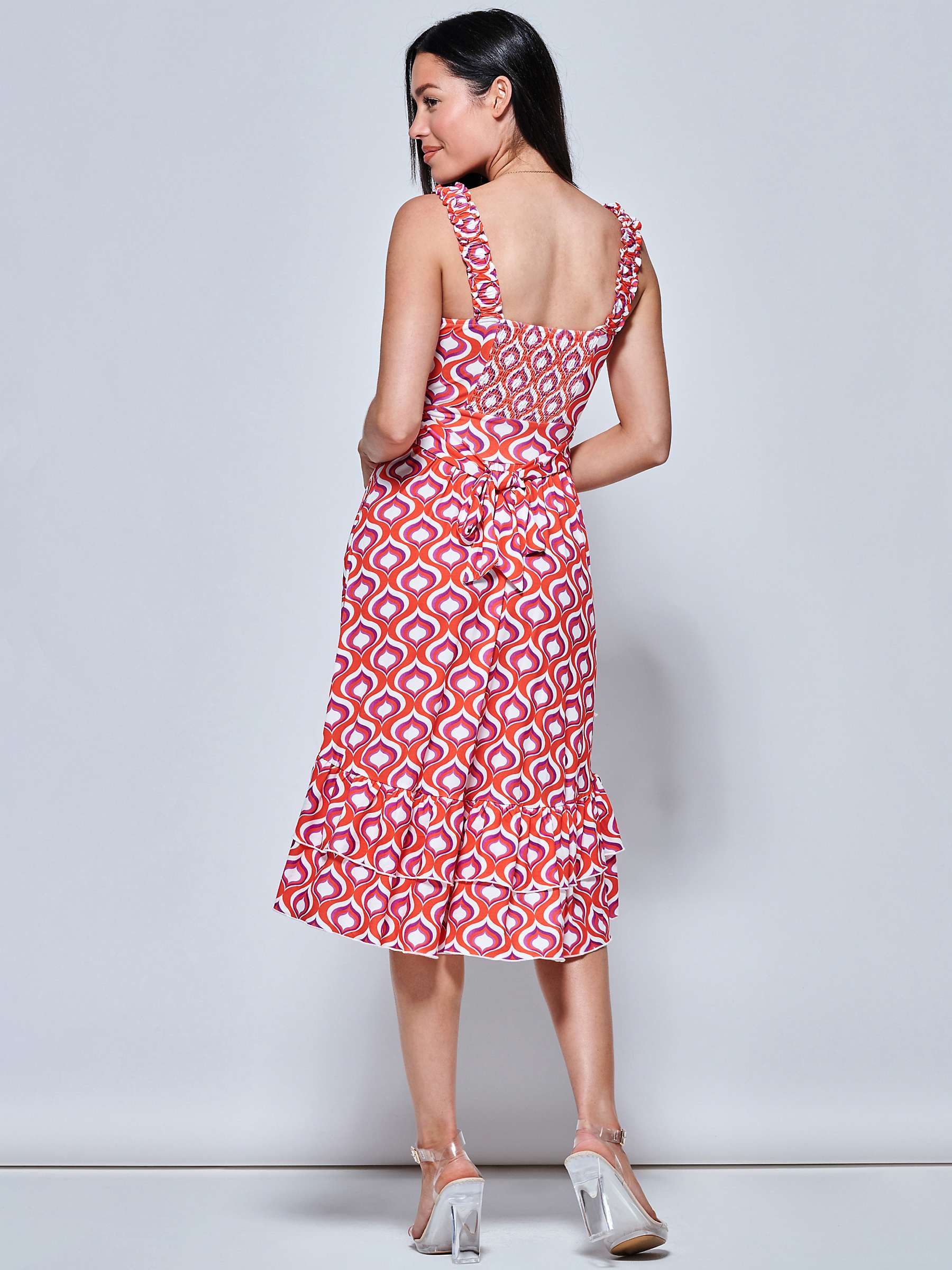 Buy Jolie Moi Gabriel Tiered Sleeveless Dress, Orange/Multi Online at johnlewis.com