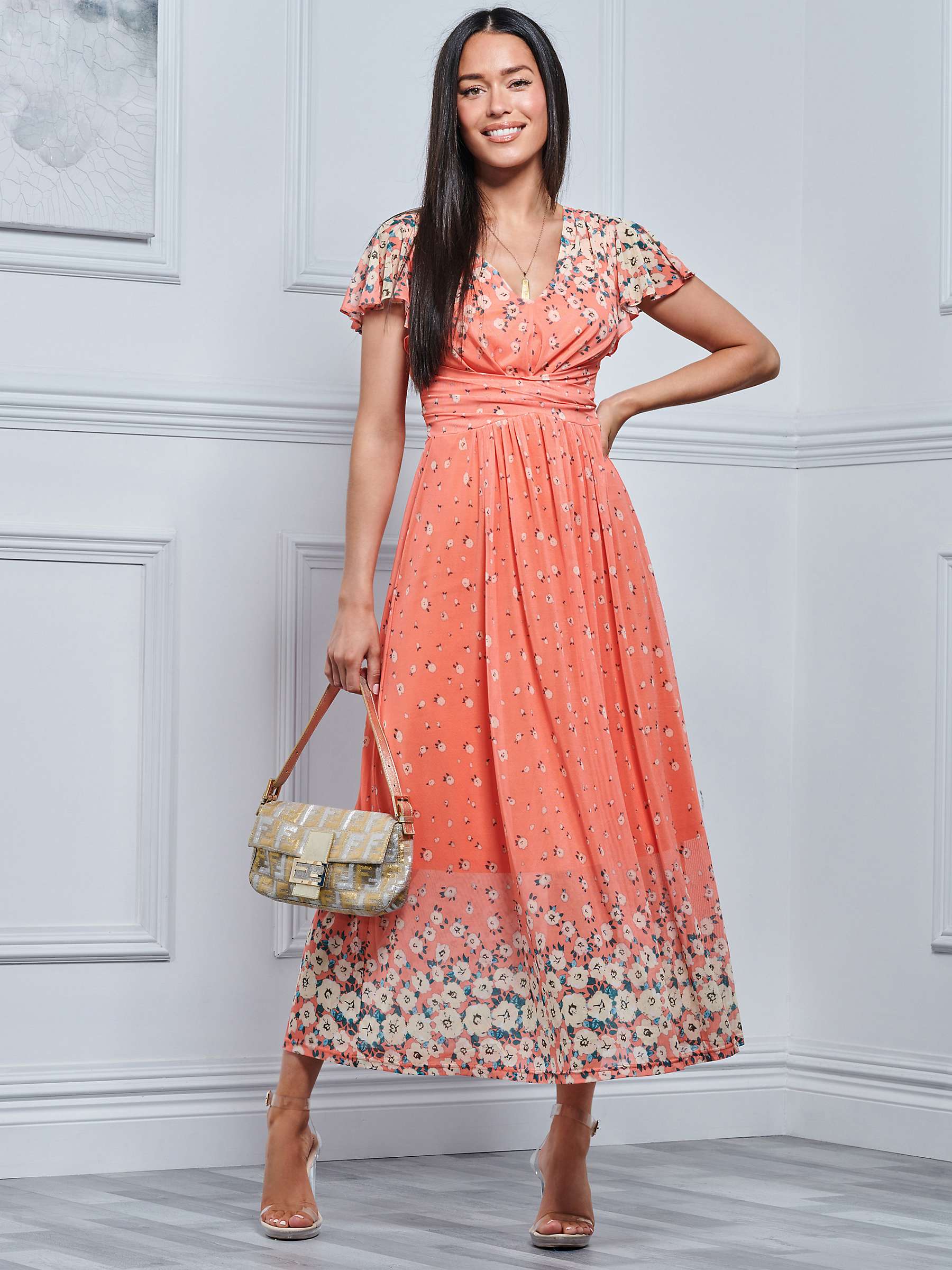 Buy Jolie Moi Mirrored Floral Mesh Maxi Dress Online at johnlewis.com