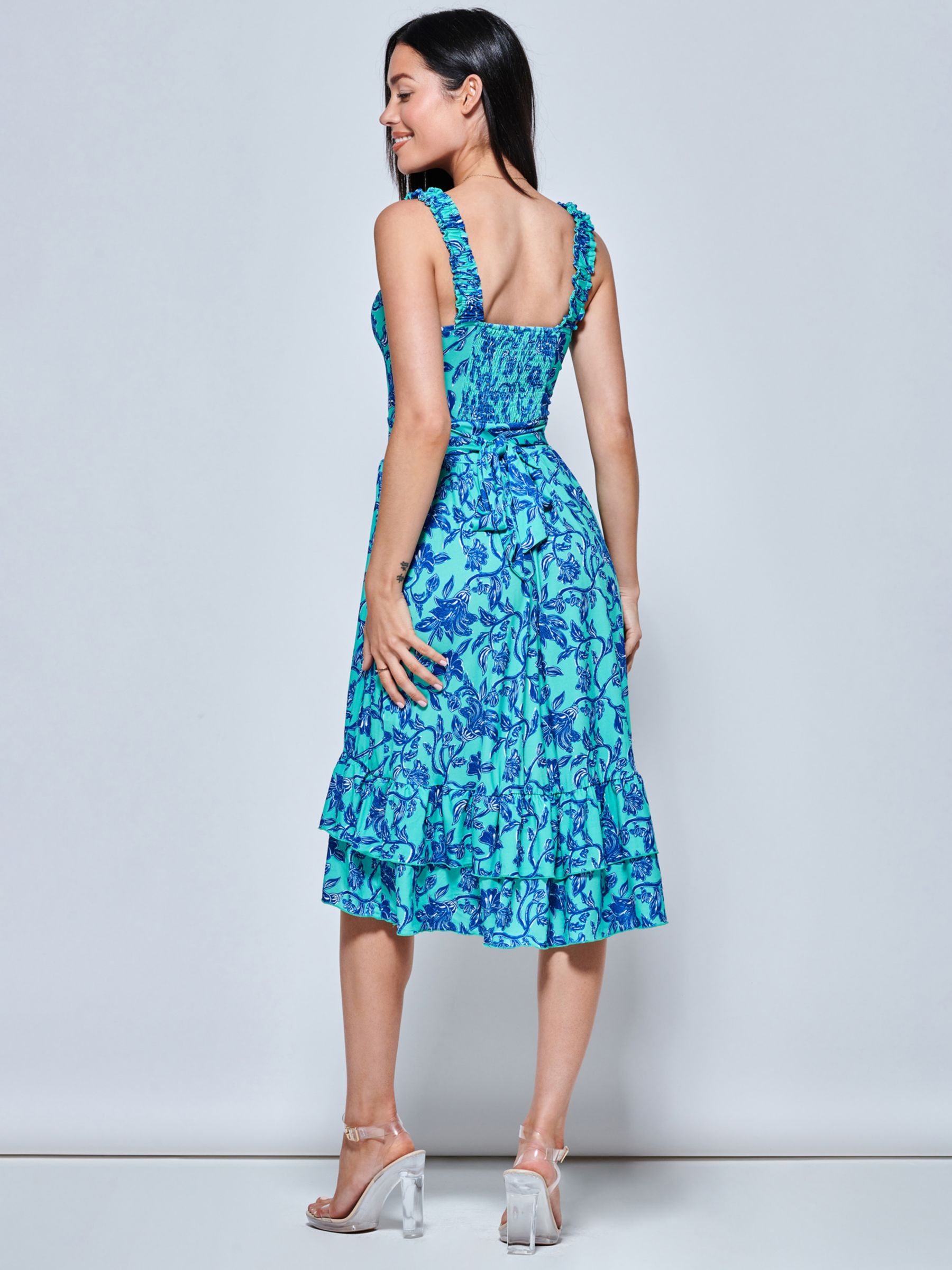 Buy Jolie Moi Gabriel Floral Tiered Dress, Blue Online at johnlewis.com