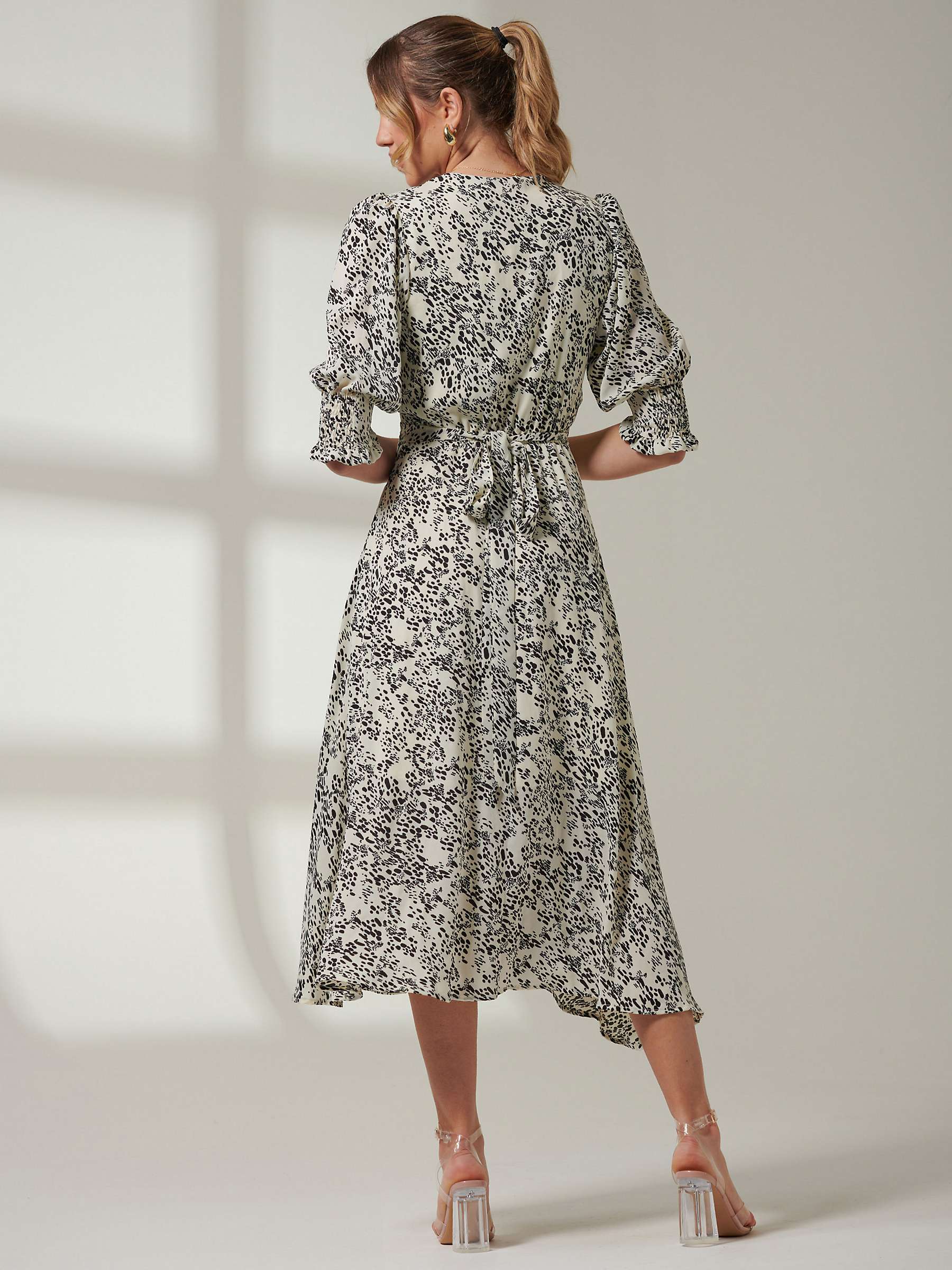 Buy Jolie Moi Animal Print Crepe Wrap Midi Dress, White Online at johnlewis.com