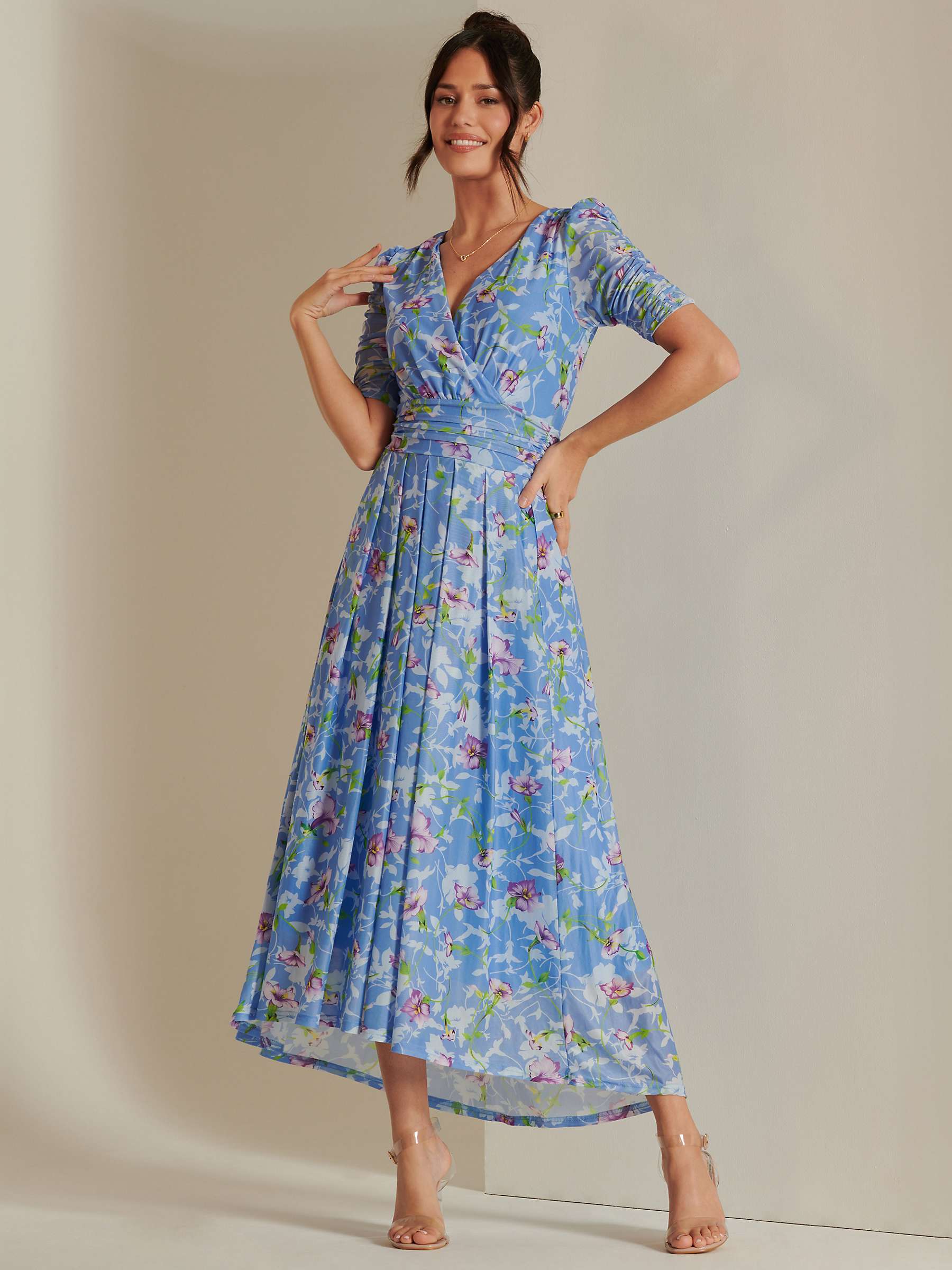 Jolie Moi Floral Print Maxi Dress, Blue/Multi at John Lewis & Partners