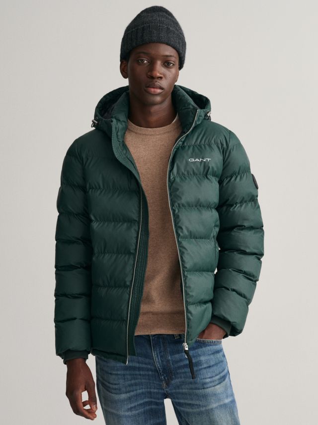 GANT Active Cloud Water-Repellant Hooded Puffer Jacket, Tartan Green, XL