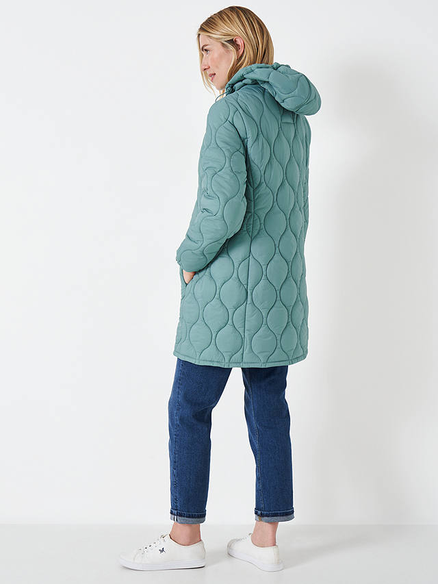 Crew Clothing Lightweight Nylon Onion Quilting Coat, Teal Blue