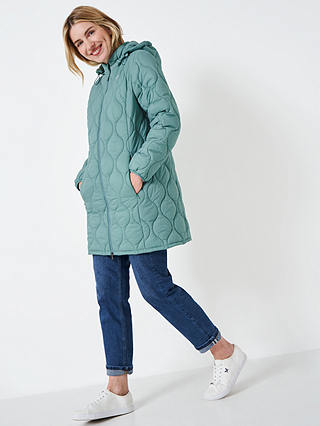 Crew Clothing Lightweight Nylon Onion Quilting Coat, Teal Blue