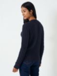 Crew Clothing Heritage Cashmere Blend Cable Knit Jumper, Navy Blue