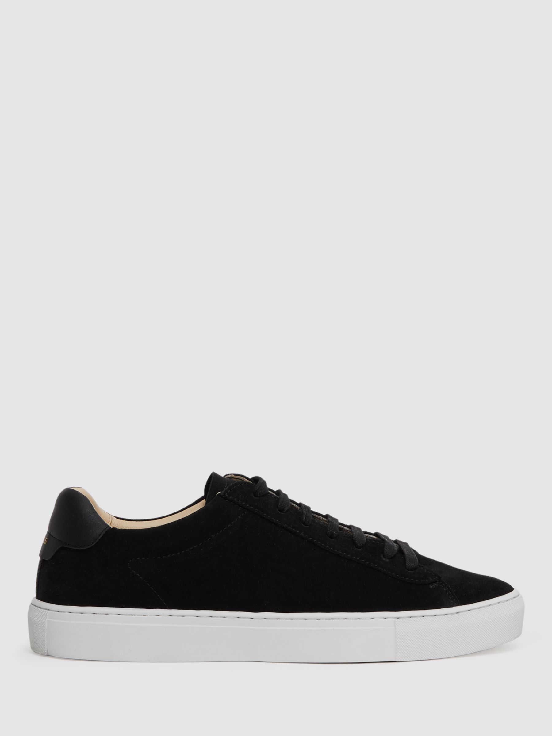 Reiss Finley Suede Lace Up Trainers, Black at John Lewis & Partners