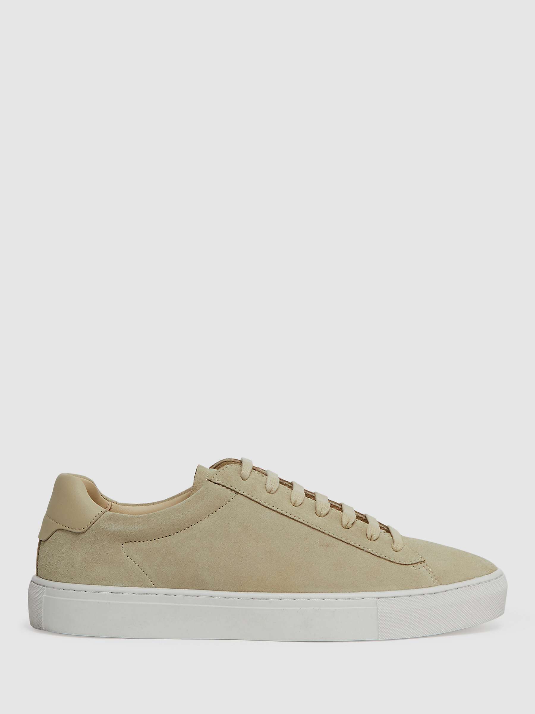 Reiss Finley Suede Lace Up Trainers, Stone at John Lewis & Partners