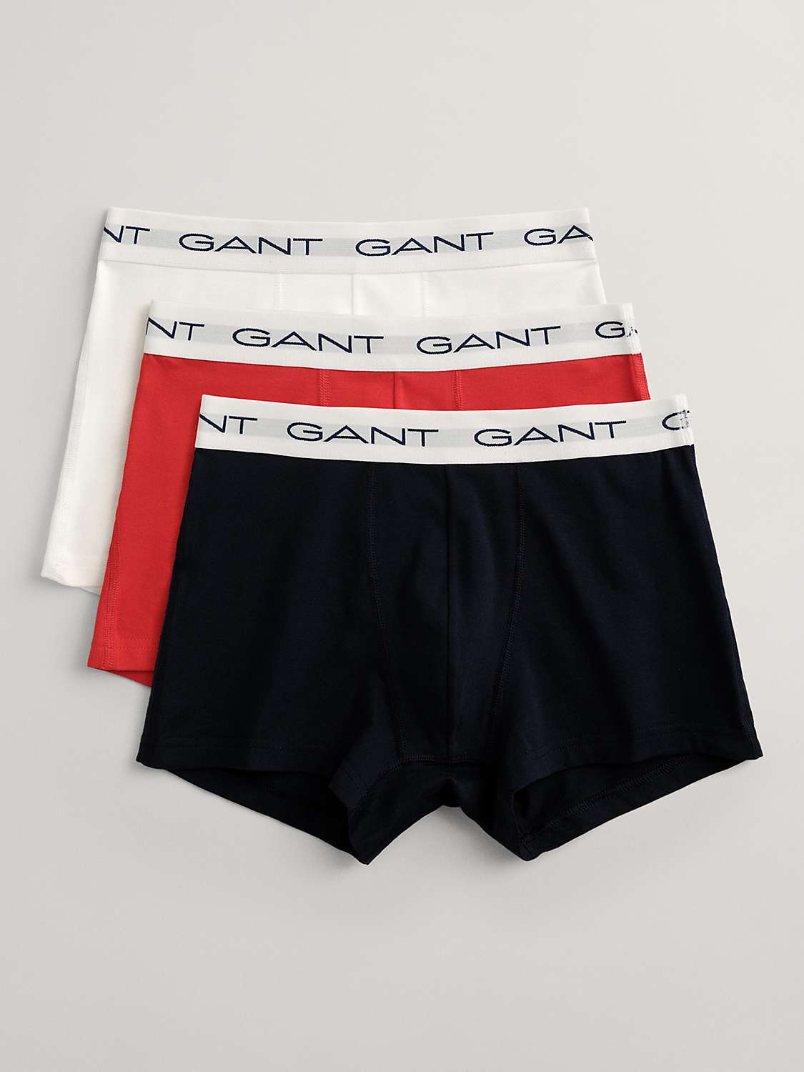 Buy GANT Cotton Stretch Jersey Trunks, Pack of 3, Navy/Red/White Online at johnlewis.com